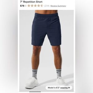 ALO Yoga Men's Navy 7” Repetition Shorts - Size Small - NWT